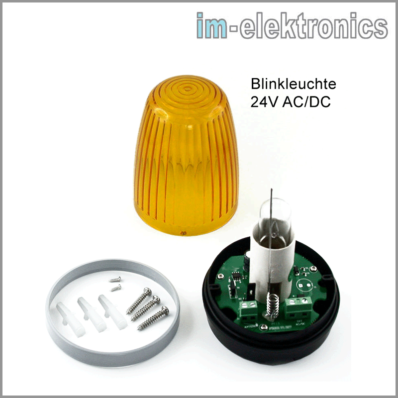 LED Blinkleuchte gelb 230V AC 24V DC Blinklampe Signalleuchte f. Drehtor  Antrieb Schiebetor AP - roh